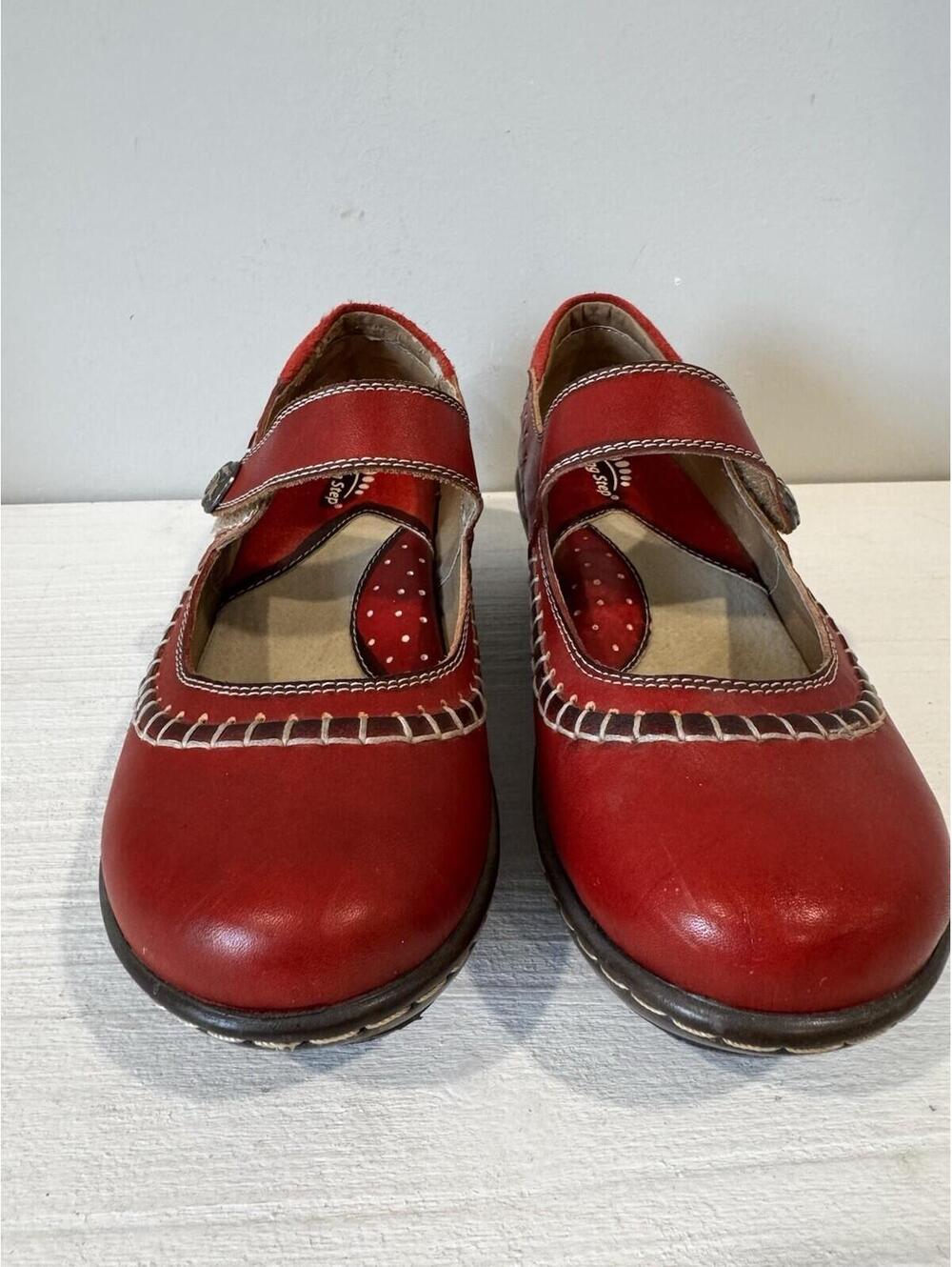Spring Step Dariya-R Women’s Red Leather Mary Jane Clog Size 37 6/7
